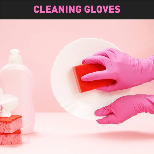 Miniatura 5 de OKIAAS - Guantes desechables de vinilo color negro/rosa sin látex, grado alimenticio, 5 mil, para cocinar, limpieza, tinte para el pelo