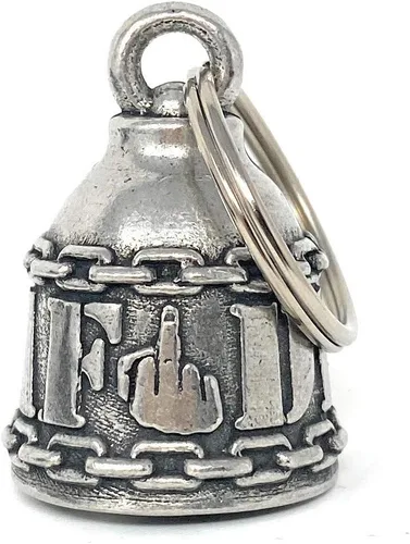 Miniatura 2 de Bravo Bells DILLIGAF Bell - Accesorio de campana de motociclista o llavero para la buena suerte en la carretera, Peltre, Sin gemas.