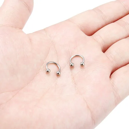 Miniatura 4 de SCERRING 2 – 8 anillos de nariz de titanio 16G G23 de herradura para tabique, hélix, daith, cartílago, tragus, pezón, ceja, cuerpo, piercing