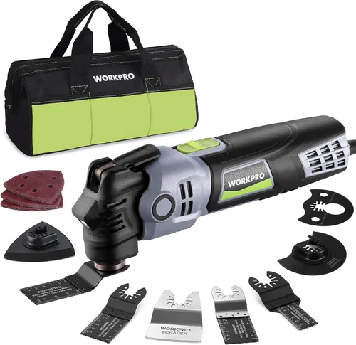 Miniatura 8 de WORKPRO Kit de múltiples herramientas oscilantes para Navidad, sierra oscilante reemplazable de bloqueo rápido con cable de 3.0 amperios con 7