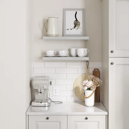 Miniatura 4 de Ballucci Estantes flotantes, juego de 2 estantes de pared de madera de 24 pulgadas, con soportes invisibles para baño, sala de estar, dormitorio