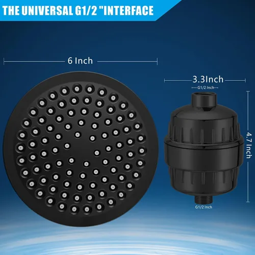 Miniatura 7 de Cabezal de ducha filtrado, juego de filtros de cabezal de ducha de lluvia de alta presión para agua dura, elimina el cloro y las sustancias nocivas