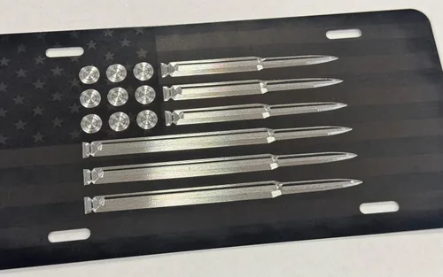 Miniatura 3 de Combo Laser & Diamond Etched - Placa de matrícula delantera con diseño de bandera de EE. UU
