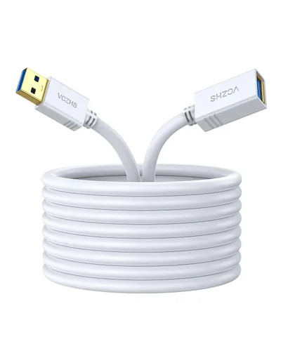 Miniatura 9 de VCZHS Tech Cable de extensión USB blanco de 1 pie, extensor USB 3.0 para transferencia de datos de alta velocidad y carga rápida, duradero