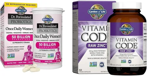 Garden of Life Suplementos de zinc y zinc de 30 mg de zinc crudo de alta potencia y vitamina C, suplemento multimineral, código
