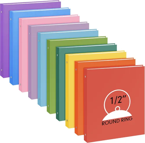 Miniatura 7 de Ctosree - Paquete de 10 carpetas de 3 anillas de colores con 2 bolsillos de tapa dura, hoja suelta para mujeres, hombres, profesores, estudiantes
