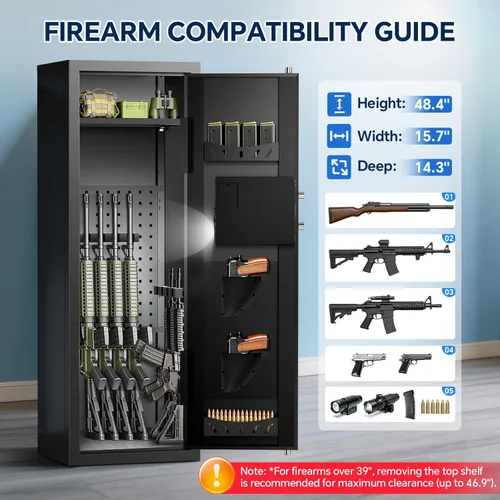 Miniatura 2 de Caja fuerte de 8-10 armas para seguridad del hogar, caja fuerte para rifles y pistolas - Teclado digital de acceso rápido Caja fuerte de fácil