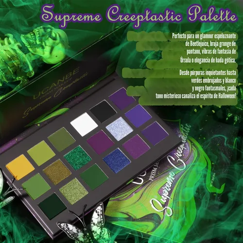 Miniatura 5 de Paleta de Sombras de Ojos Gótica Verde Morada - 18 Colores Mate Brillante Metálico Brillante y Oscuro Sombras de Ojos Góticas Ahumadas