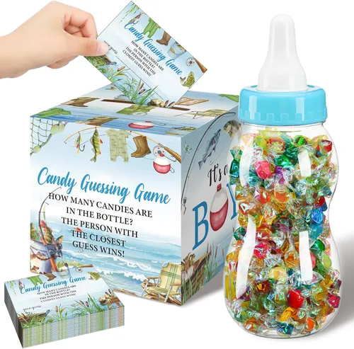 Miniatura 30 de Glenmal Juego de 52 piezas de regalo para juegos de baby shower, biberón grande para juego de ducha, adivina cuántos dulces decoraciones