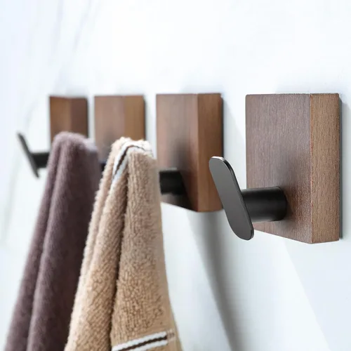 Miniatura 25 de DELITON Paquete de 4 ganchos adhesivos para toallas - Blancos, ganchos autoadhesivos resistentes para pegar en la pared, para colgar batas, abrigos