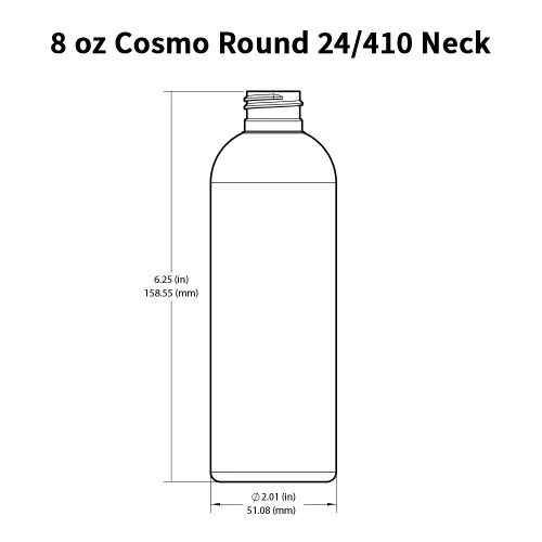 Miniatura 3 de 6 botellas vacías blancas de polietileno de alta densidad de 8 onzas – Botellas redondas de plástico Cosmo – 24/410 tapas de rociador de niebla fina