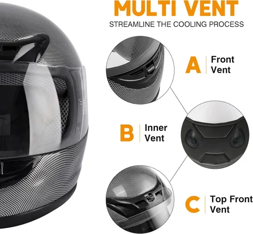 Miniatura 3 de Casco de motocicleta SLMOTO DOT para adultos, de fibra de carbono, con tapa abatible, protección completa de la cara, a prueba de golpes, seguro