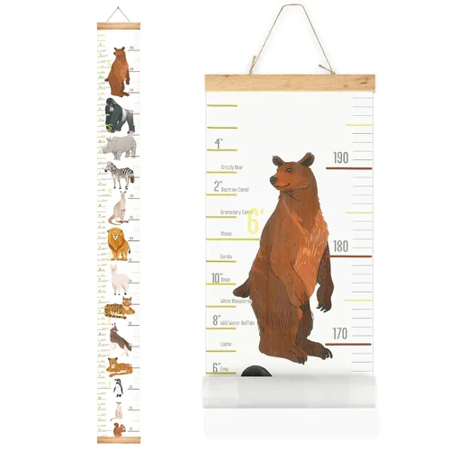 Tabla de crecimiento de altura para bebés Regla colgante de pared de Mibote para niños, tabla de crecimiento de altura extraíble en lona 2 m x 20 cm