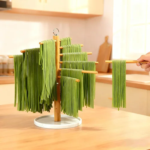 Miniatura 2 de Escurridor de pasta con varita de transferencia y 7 barras, estante de secado de fideos fácil de transferir para secar pasta y cocinar, diseño Blanco