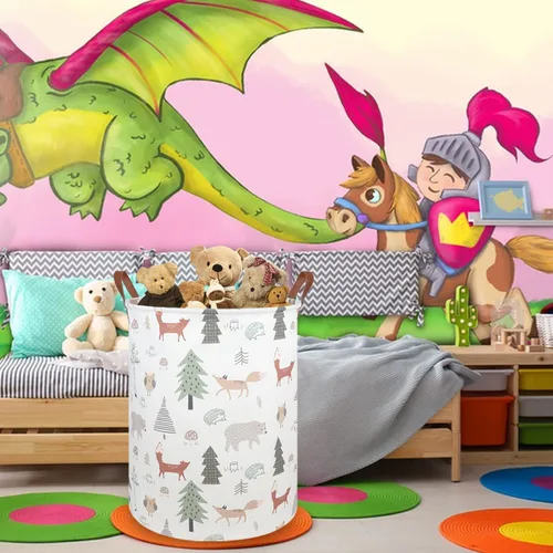 Miniatura 3 de FXOLCSHE Cesta de lavandería para bebés con animales, cesta de lavandería para bebés de animales del bosque, cesta de juguetes para niños, cesta