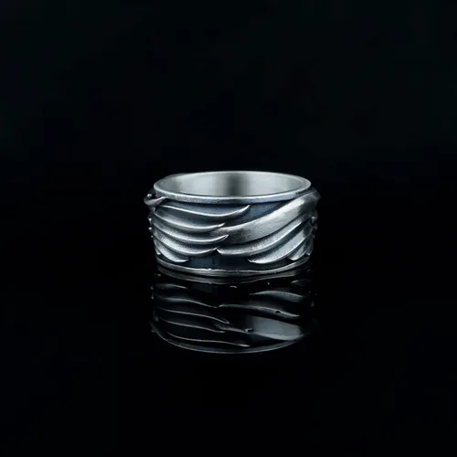Miniatura 3 de Sterling Silver Eagle Ring, American Eagle Ring, Winged Bird Band, Mens Eagle Biker Ring, 925 Silver Hawk Band