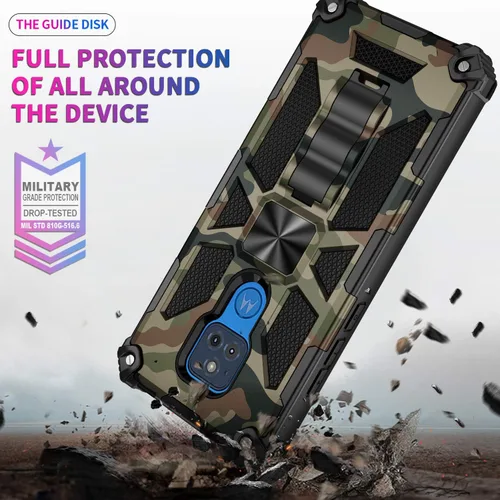 Miniatura 4 de Funda para Moto G Play 2021, grado militar, cubierta probada contra caídas, soporte integrado compatible con soporte magnético para automóvil, funda
