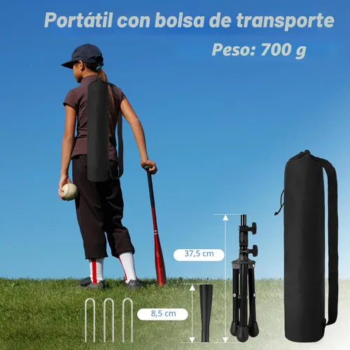 Miniatura 6 de Baseball Tee For Kids, Easy Adjustable Batting Tee From 20.85 to 31.30 Inches. Foldable and Stable Baseball Tees for Hitting with Portable Bag.