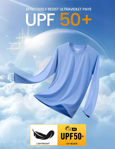 Miniatura 92 de MAGCOMSEN Camisas de manga larga para hombre, protección solar UPF 50+, camisetas atléticas para senderismo, correr, entrenamiento, protección