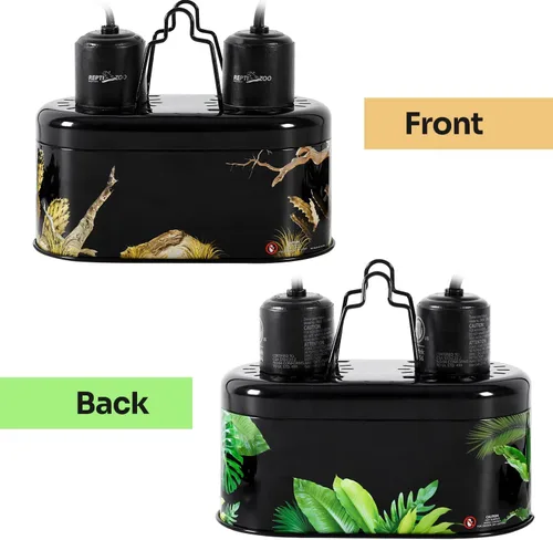 Miniatura 2 de REPTI ZOO Nano Combo Print Tropical Desert Reptile Dual Deep Dome Lámpara Luminaria para Reptiles Máx 40 Vatios Altura Máxima de Bombilla 4 pulgadas