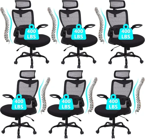 Miniatura 11 de CLATINA Silla de oficina ergonómica de malla resistente de 400 libras, silla de escritorio grande y alta con soporte lumbar ajustable