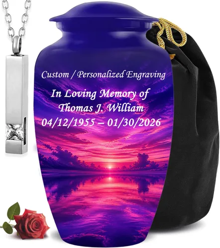 Miniatura 15 de Personalized Custom American Eagle Urn Set of 6 - Hand-Engraved Black Eagle Urns for Human Ashes Adult Female & Male, Includes 1 Large Adult Urn