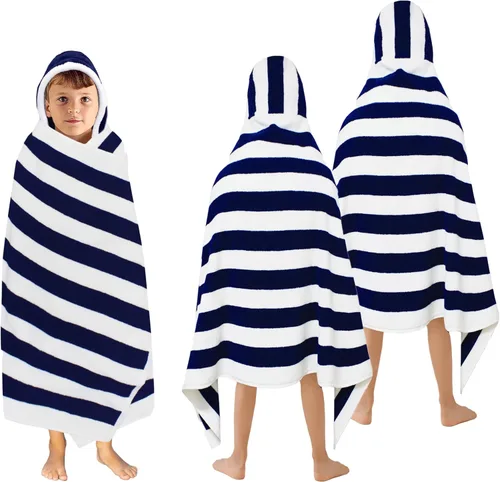 Miniatura 25 de ORIGINAL KIDS Toalla de baño con capucha, 100 % algodón de rizo grande con capucha para niños, toalla de playa para ducha de niños pequeños, toalla