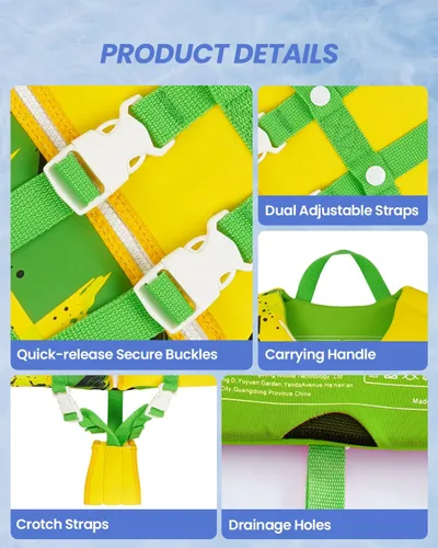 Miniatura 3 de Gogokids Chaleco de natación para niños pequeños, chaleco de natación de alta calidad para niños de 30-40-50-60-70-80 libras, flotadores para niños