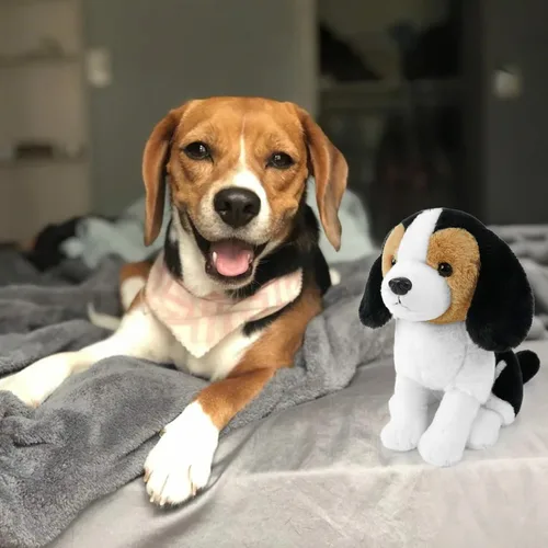 Miniatura 4 de Perro Sentado de Peluche 19 cm Animal de Peluche de Felpa Perros de Peluche Suave y Acogedor Juguetes de Perro para Cumpleaños y Fiesta Infantil