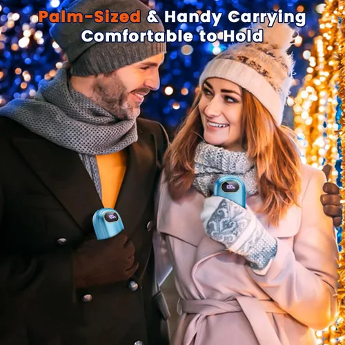 Miniatura 6 de Calentadores de manos eléctricos recargables con banco de energía, pantalla LED, 17 horas de calidez, calentador de bolsillo portátil de doble cara