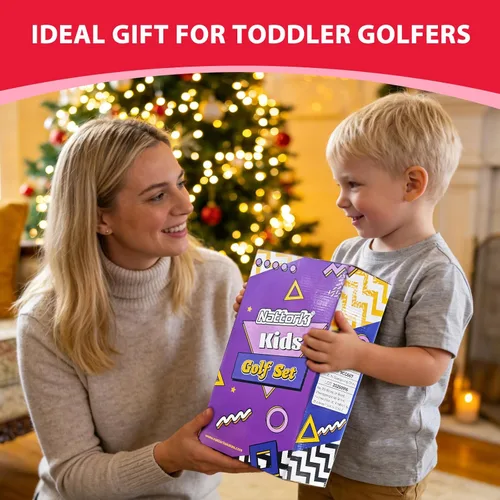 Miniatura 9 de Nattork Juego de golf para niños y niñas de 1, 2 y 3 años, carrito de golf mejorado para niños con 4 palos y 12 pelotas, juguete deportivo para Azul