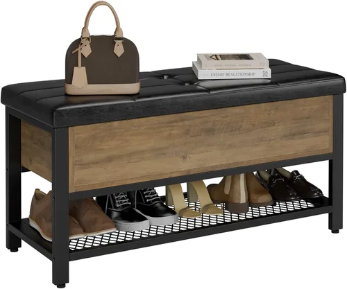Miniatura 8 de HOSTACK Banco de Almacenamiento, Banco de Zapatos para Entrada con Caja de Almacenamiento de Apertura Abatible, Banco Otomán al Pie de la Cama