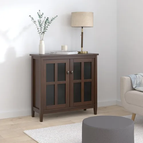 Miniatura 2 de Simpli Home - Mueble bajo Warm Shaker para almacenamiento, Pino, Marrón (Tobacco Brown)
