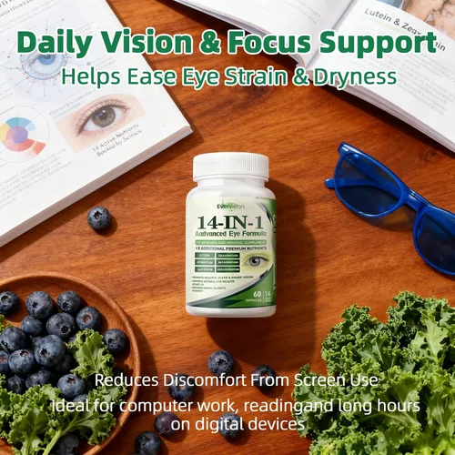 Miniatura 6 de Evervision 14 en 1 fórmula avanzada para ojos, suplemento de vitaminas y minerales para los ojos, 60 cápsulas, 2