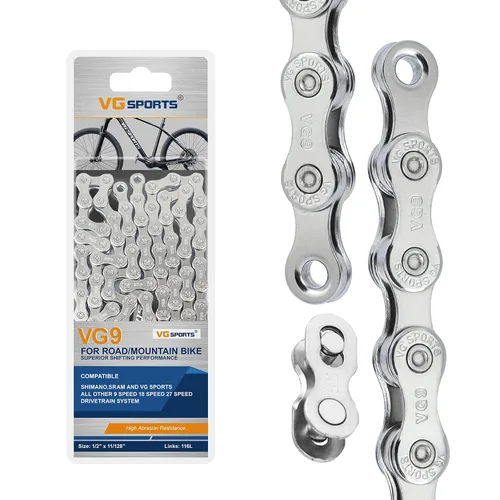Miniatura 27 de VG SPORTS Cadenas de bicicleta de 6/7/8/9/10/11 velocidades, cadenas de bicicleta ligeras semihuecas/huecas para bicicleta de carretera/MTB/BMX