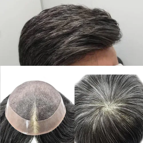 Miniatura 24 de Toupee cabello humano fino mono revestimiento de poliéster alrededor de la postizo duradero NPU monofilamento sistema de reemplazo de cabello