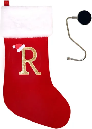 Miniatura 89 de Medias de Navidad de 20 pulgadas con monograma, letras, medias súper suaves grandes de Navidad, medias de monograma rojo para Navidad, regalo
