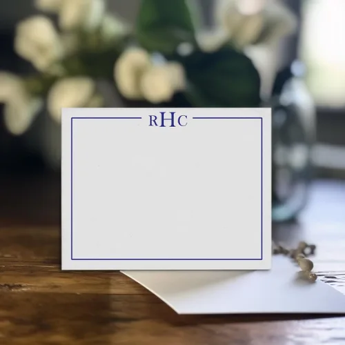 Miniatura 2 de Modern Pink Paper Juego de papelería con monograma de 3 letras para hombres o mujeres TARJETAS DE NOTAS PLANAS, tarjetas de notas con monograma