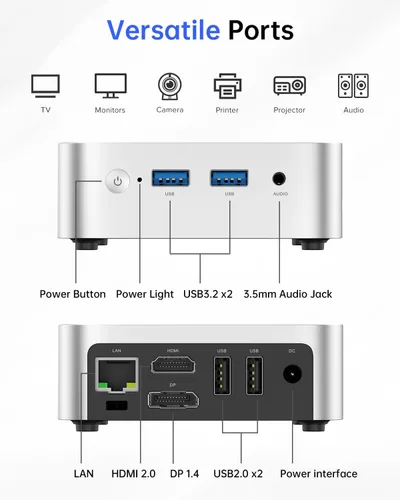 Miniatura 4 de ACEMAGIC V1 Mini PC Computers, N97 16GB DDR4 RAM 1TB SSD Mini Computers, Mini Desktops Support Dual 4K, WiFi, Bluetooth, Small PC for Business Home