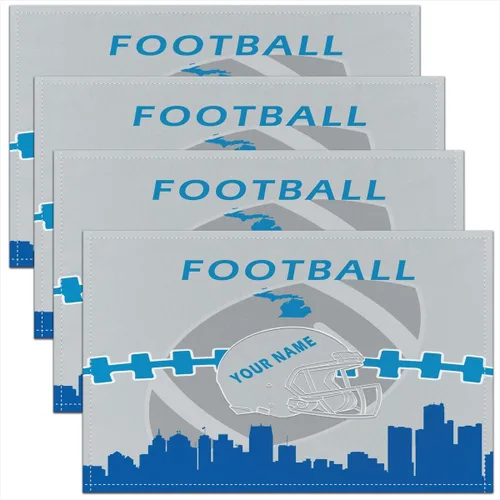 Miniatura 16 de Erosebridal Juego de 4 manteles individuales personalizados de fútbol de 12 x 18 pulgadas, manteles individuales para adultos, manteles individuales