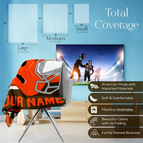 Miniatura 112 de Manta personalizada para fanáticos del fútbol americano – Se envía al día siguiente – Hecha en Estados Unidos – Manta de vellón personalizada