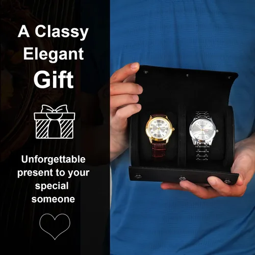 Miniatura 8 de Funda de viaje para reloj para hombres y mujeres, almacenamiento y organizador de 2 relojes con innovadoras almohadas extraíbles y separadores