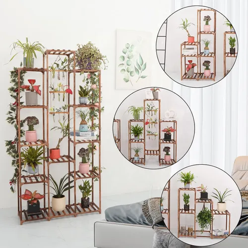 Miniatura 3 de XXXFLOWER Soporte para plantas para interiores y exteriores, estante de madera de 13 niveles para múltiples plantas, estante grande para plantas