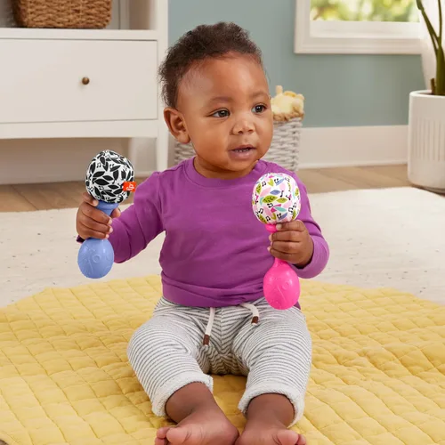 Miniatura 2 de Fisher-Price Juguetes para recién nacidos Rattle ‘n Rock Maracas, 2 Instrumentos Musicales Blandos para el Juego y el Desarrollo de Bebés de 3+