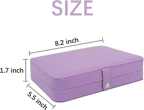 Miniatura 2 de Joyero de viaje, mini organizador portátil con cremallera, de piel sintética sintética, pequeñas cajas de almacenamiento para anillos, aretes