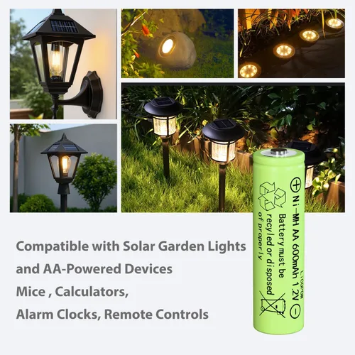 Miniatura 4 de Batería solar Ni-MH AA 1.2V AA baterías solares para luces solares al aire libre (12PCS)
