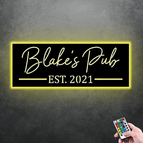 Señales de barra de nombre de neón LED personalizadas, señal de bienvenida de familia de metal para decoración de bar, luz de barra abierta