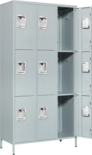 Miniatura 6 de SISESOL Taquillas de metal para empleados, armario de almacenamiento con cerradura con estante, grandes armarios para almacenamiento con patas