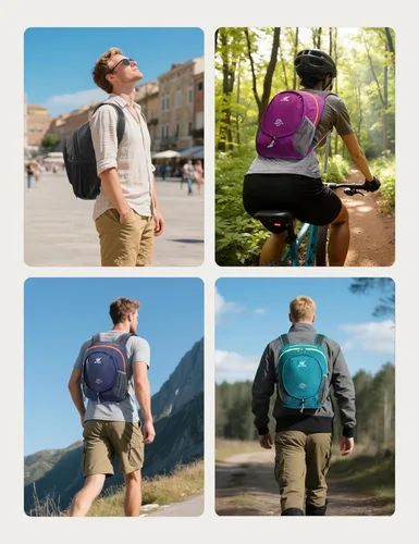 Miniatura 6 de SKYSPER Mochila de senderismo pequeña y ligera de 15L para mujeres y hombres, mochila de viaje plegable, mochila de campamento plegable, mini bolsa