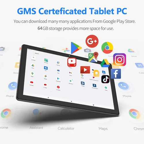 Miniatura 3 de PRITOM 2026 Tablet Android 16 de 10 pulgadas, 64 GB, 1 TB expandible, pantalla IPS HD de 1280 x 800, procesador de cuatro núcleos, 6000 mAh